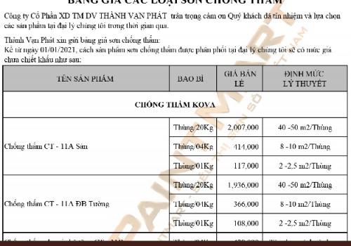 Giá bán và cách pha các loại sơn chống thấm