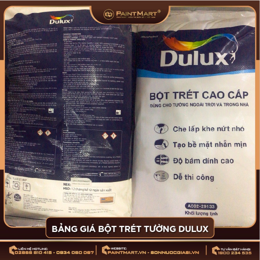 Bảng giá bột trét Dulux